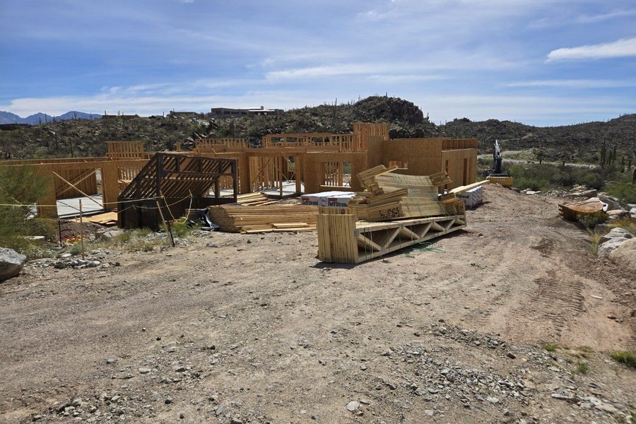 Desert custom home framing site
